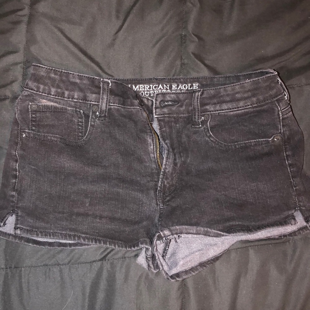 American Eagle Black Super-Stretch Denim Shorts